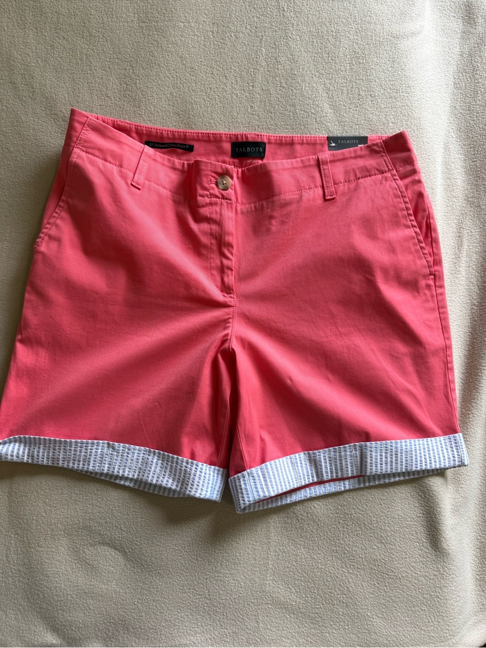 Talbots Coral Pink Chino Shorts - Bright Pink Tailored Style - Picture 2 of 6